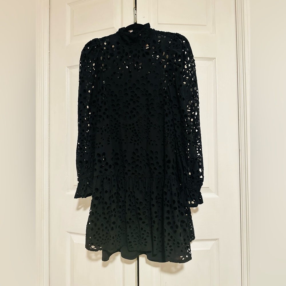 H&M Black Eyelet Short Dress